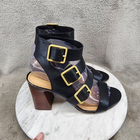 Gibson Latimer Shoes Womens Size 7.5 Sharlie Black Block Heel Sandals *Read* - Picture 1 of 15